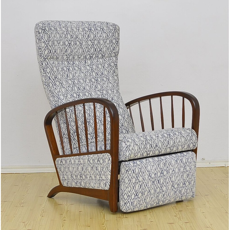 Mid Century Armchair With Folding Footrest 1950s