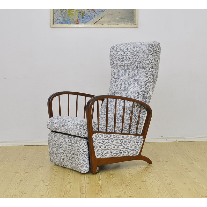 Mid Century Armchair With Folding Footrest 1950s