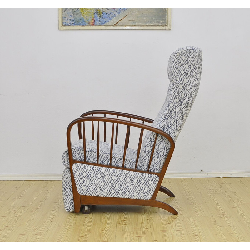 Mid Century Armchair With Folding Footrest 1950s