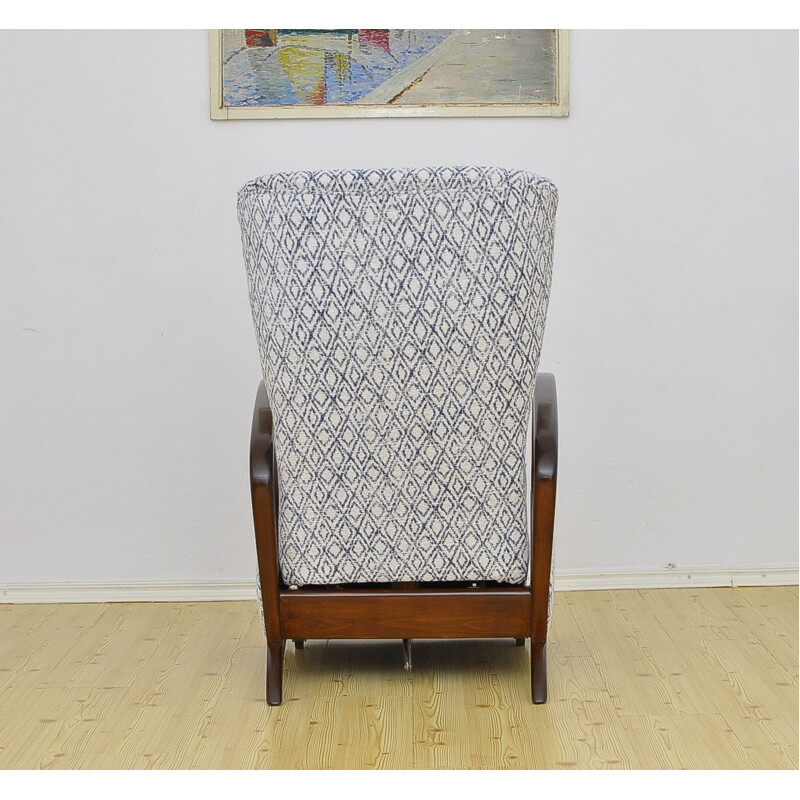 Mid Century Armchair With Folding Footrest 1950s