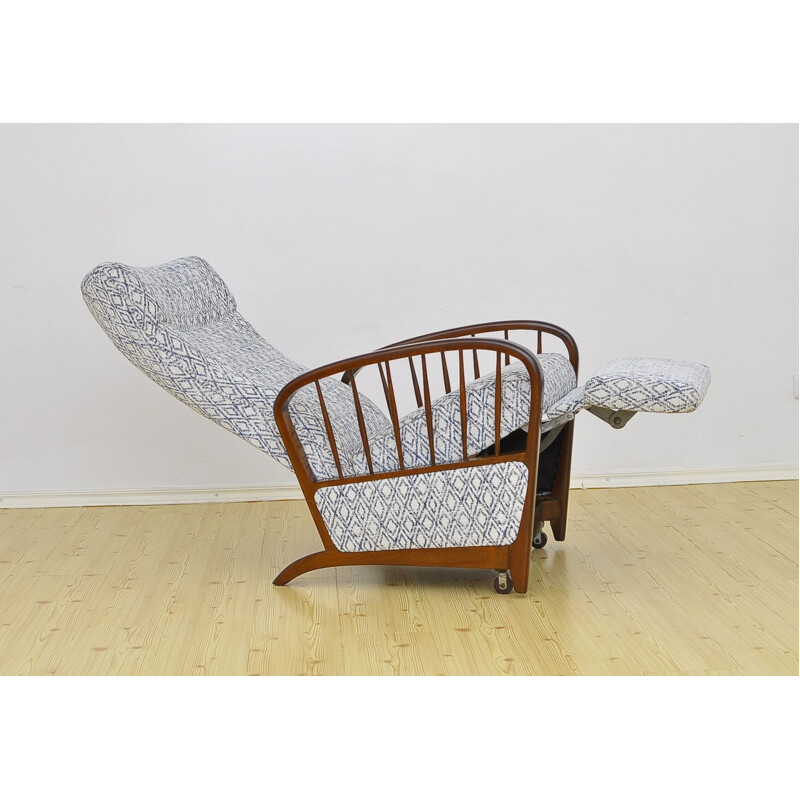 Mid Century Armchair With Folding Footrest 1950s