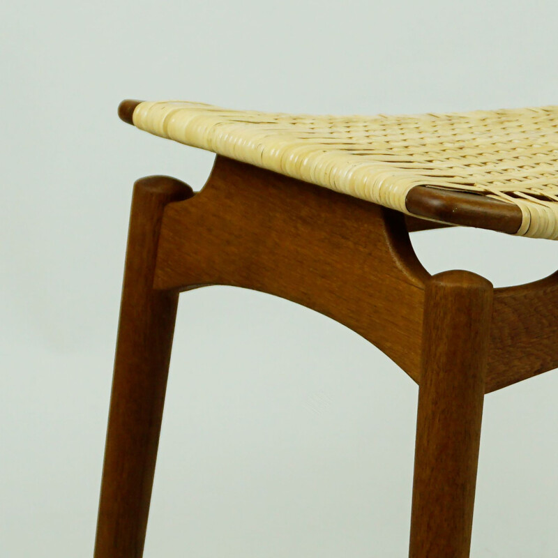 Vintage Teak and Cane stoll by Olholm Mobelfabrik Danish 1950s