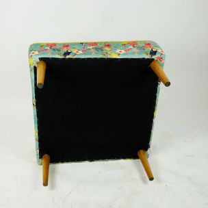 Midcentury multicolored Flower Velvet stool Austrian