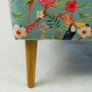 Midcentury multicolored Flower Velvet stool Austrian
