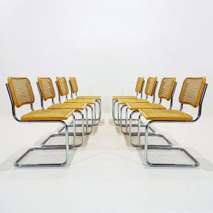 Lot de 8 chaises vintage Marcel Breuer Cesca en hêtre 1975
