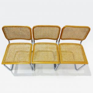 Lot of 8 vintage Marcel Breuer Cesca beechwood chairs 1975s