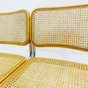 Lot of 8 vintage Marcel Breuer Cesca beechwood chairs 1975s