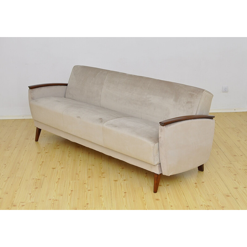 Canapé vintage en velours lit de jour 1960