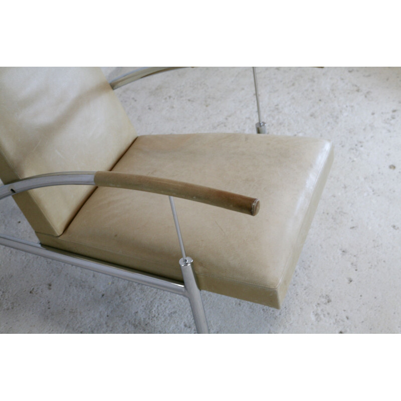 Vintage-Sessel aus Stahlrohr und Leder 1970