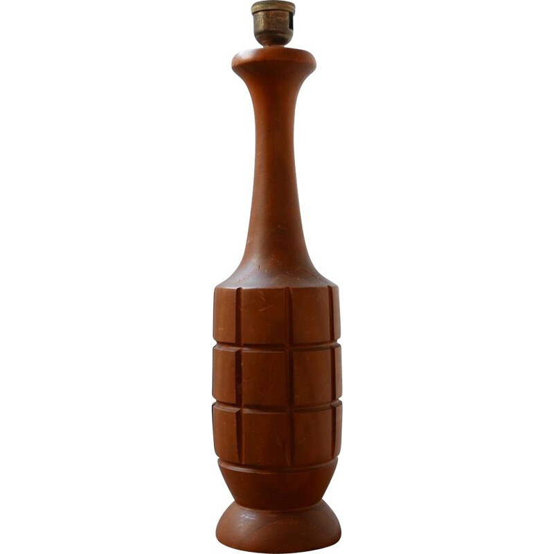 Lampada da tavolo singola in teak vintage 1970