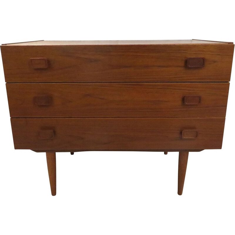 Vintage Denka Teak Low Chest of Drawers Scandinavian 1960s