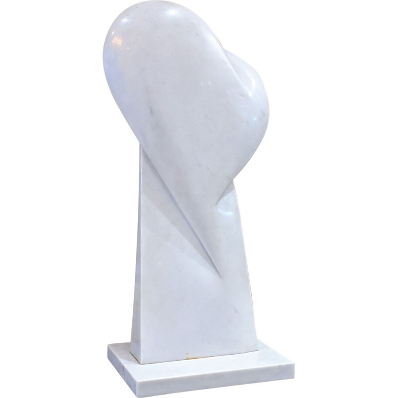 Vintage sculpture in white carrara marble Bertrand Créac'h