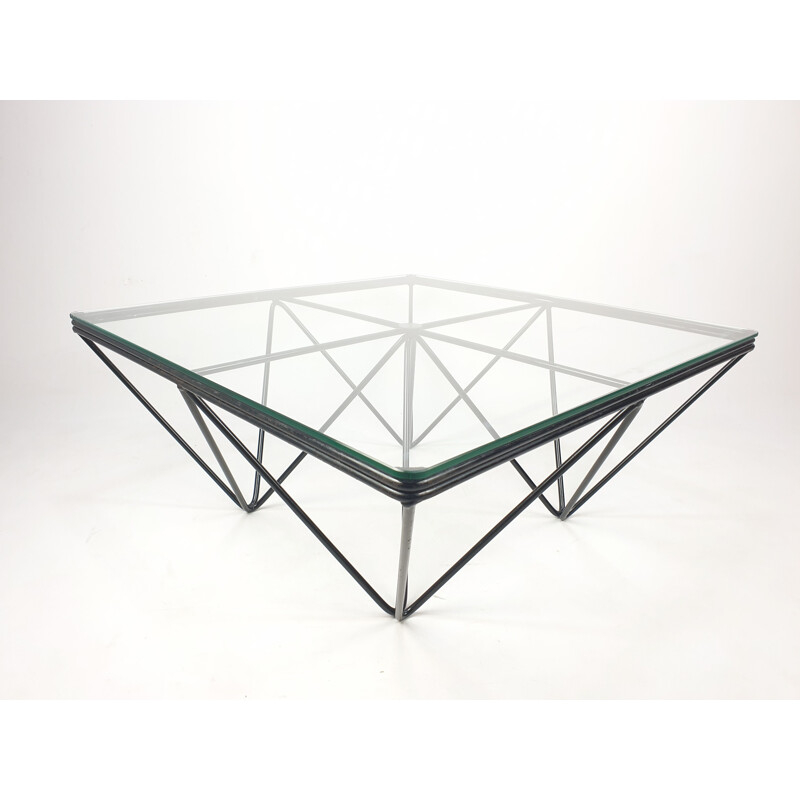 Vintage Coffee Table Metal and Glass 1980s