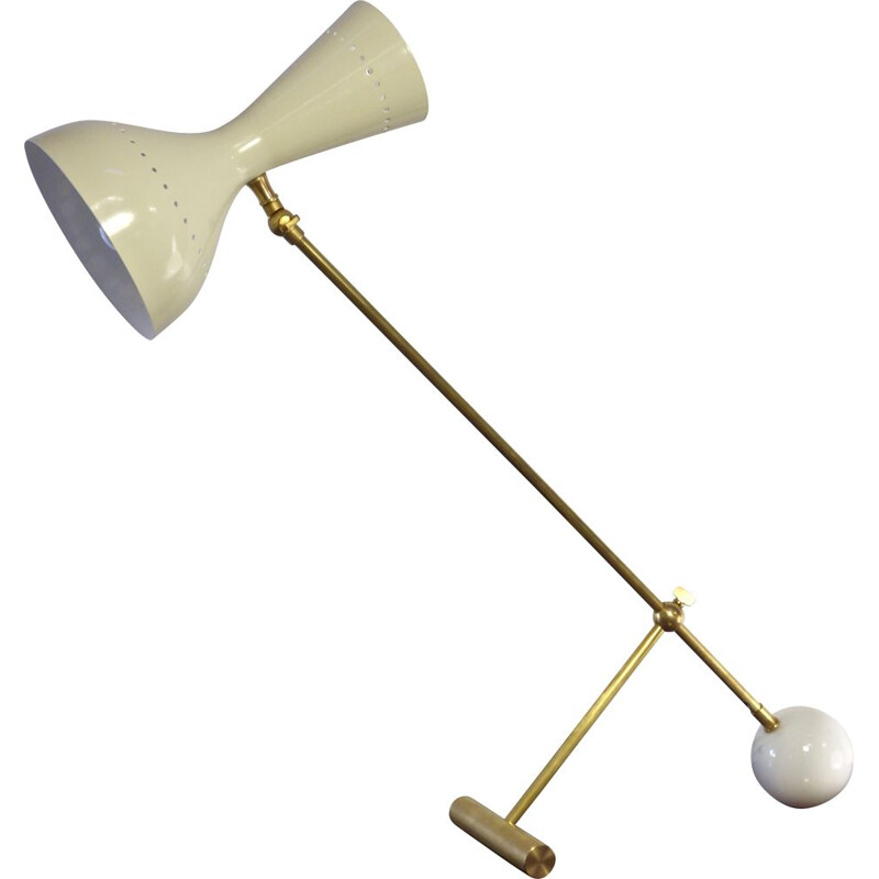Vintage articulated brass and Italian marble diabolo lamp 1950s