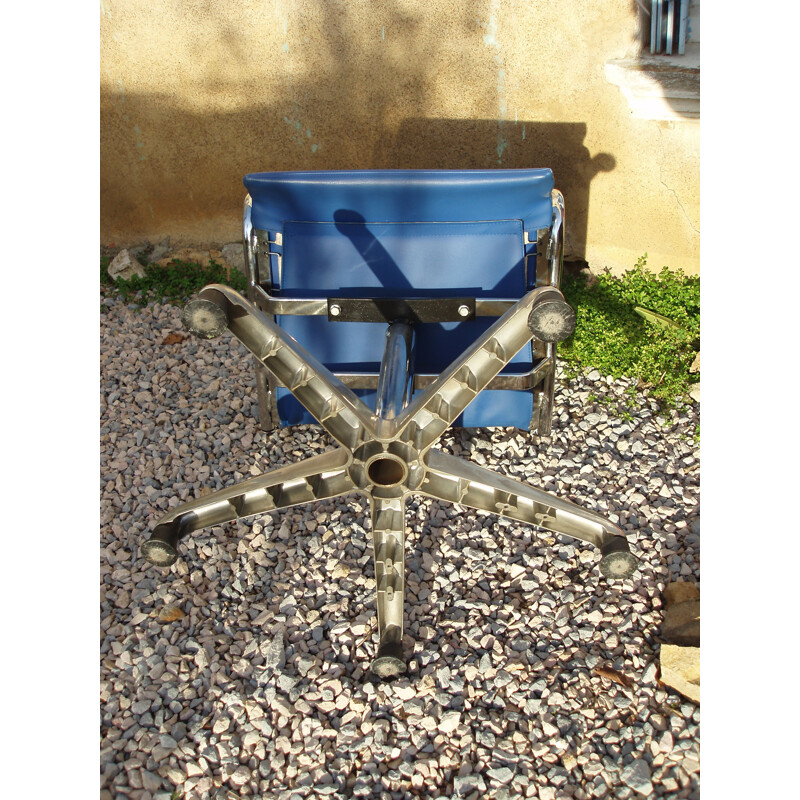 Fauteuil de bureau vintage bleu pivotant 1970