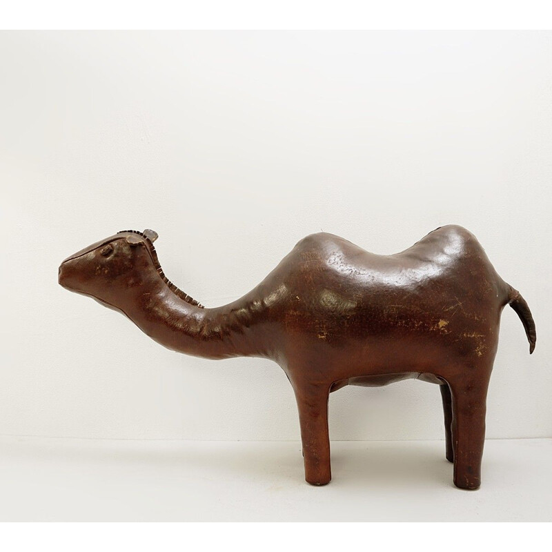 Vintage 'Snooty' camel leather footrest by Dimitri Omersa 1965