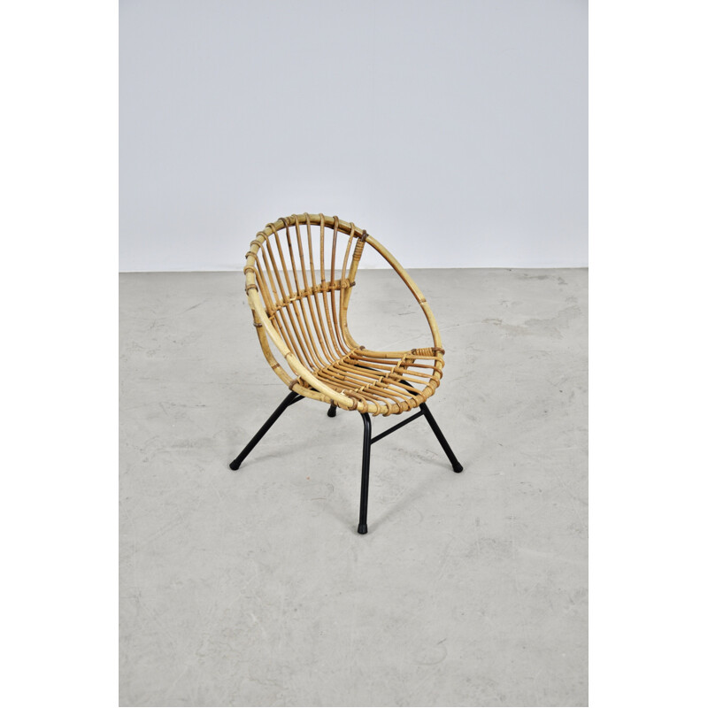 Vintage Children's Rattan Armchair from Rohe Noordwolde, 1960s