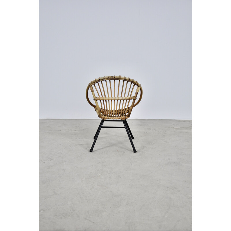 Vintage Children's Rattan Armchair from Rohe Noordwolde, 1960s