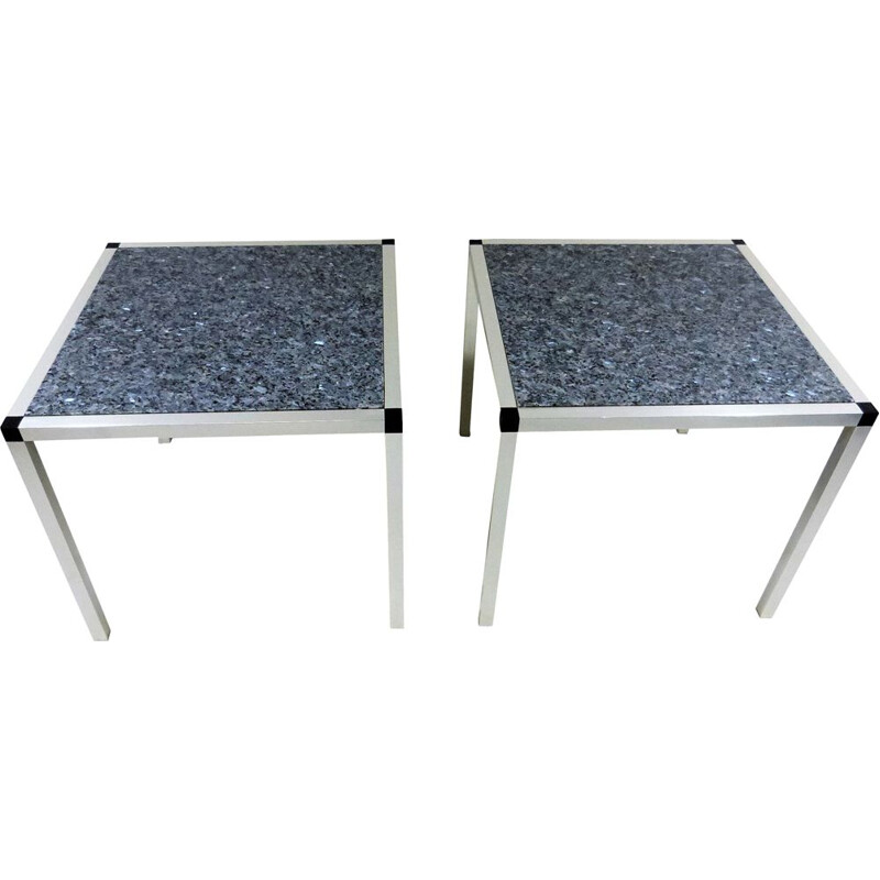 Pair of vintage granite side tables Germany 1970