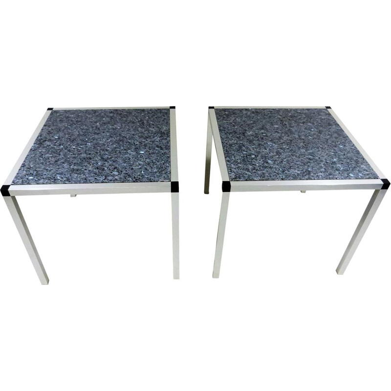 Pareja de mesas auxiliares de granito vintage Alemania 1970