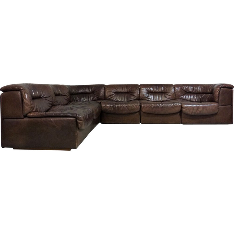 Vintage De Sede leather modular sofa 1970s