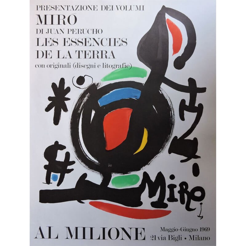 Lithographie vintage de Joan Miró, Italie 1969
