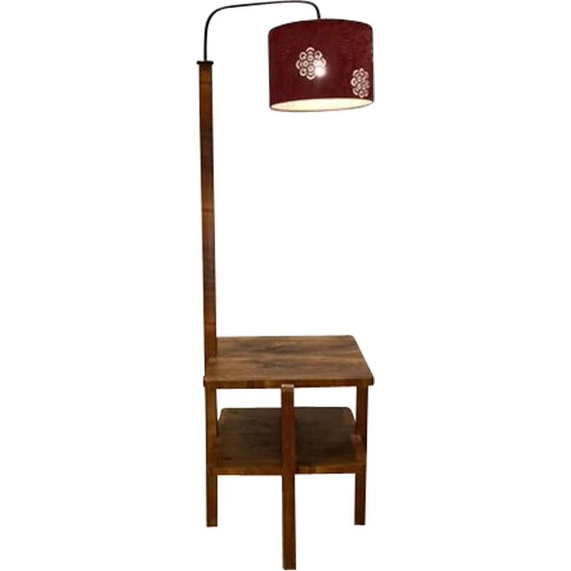 Vintage table with a lamp walnut 1960s