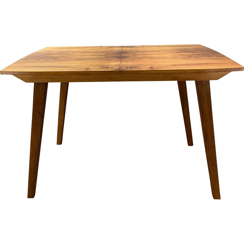 Vintage Extending table veneered with walnut honey-brown 1960s