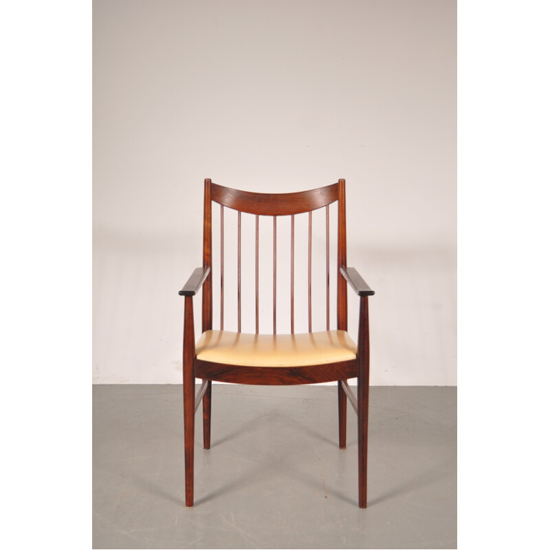 Sibast dining chair in rosewood and beige leatherette, Arne VODDER - 1960