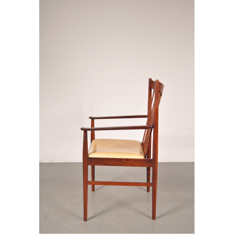 Sibast dining chair in rosewood and beige leatherette, Arne VODDER - 1960