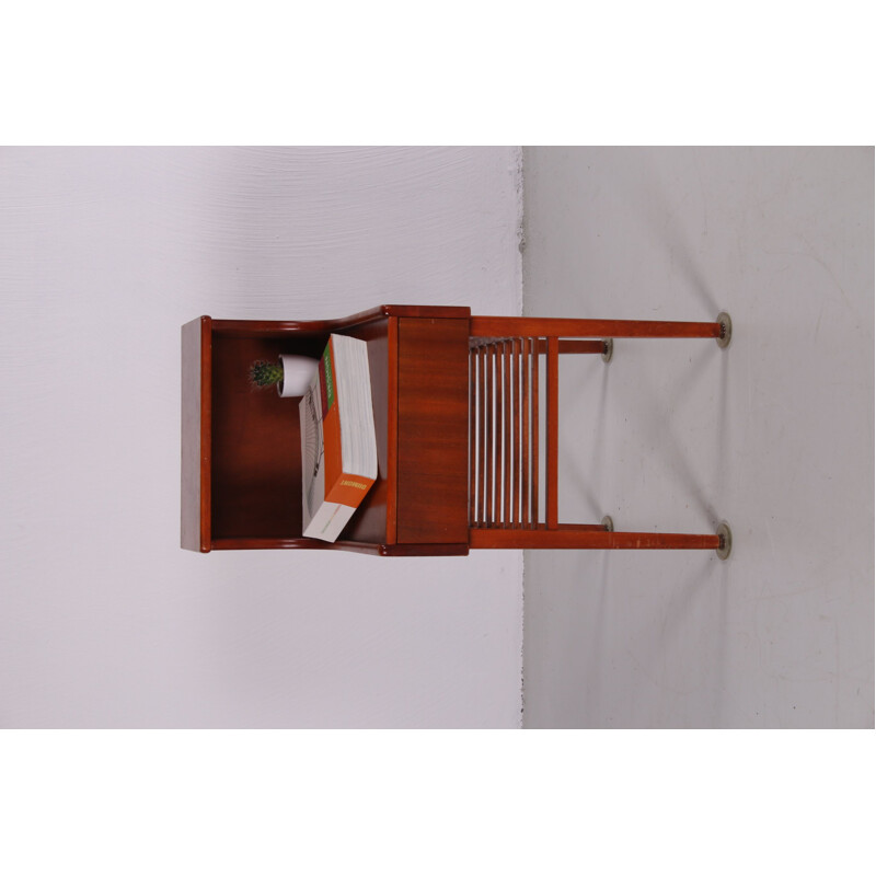 Pair of vintage bedside tables with drawer and wooden shelf, Denmark 1960 