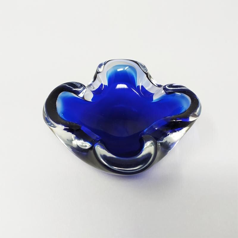 Vintage ashtray or empty pocket blue Flavio Poli for Seguso 1960