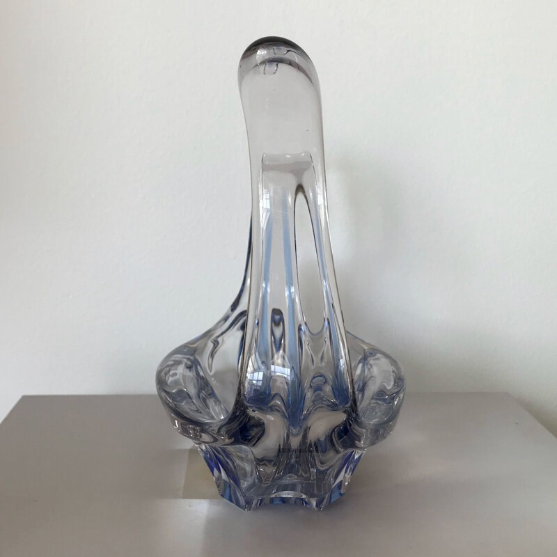 Vintage fruit bowl in Murano transparent and blue