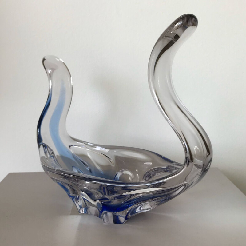 Vintage fruit bowl in Murano transparent and blue