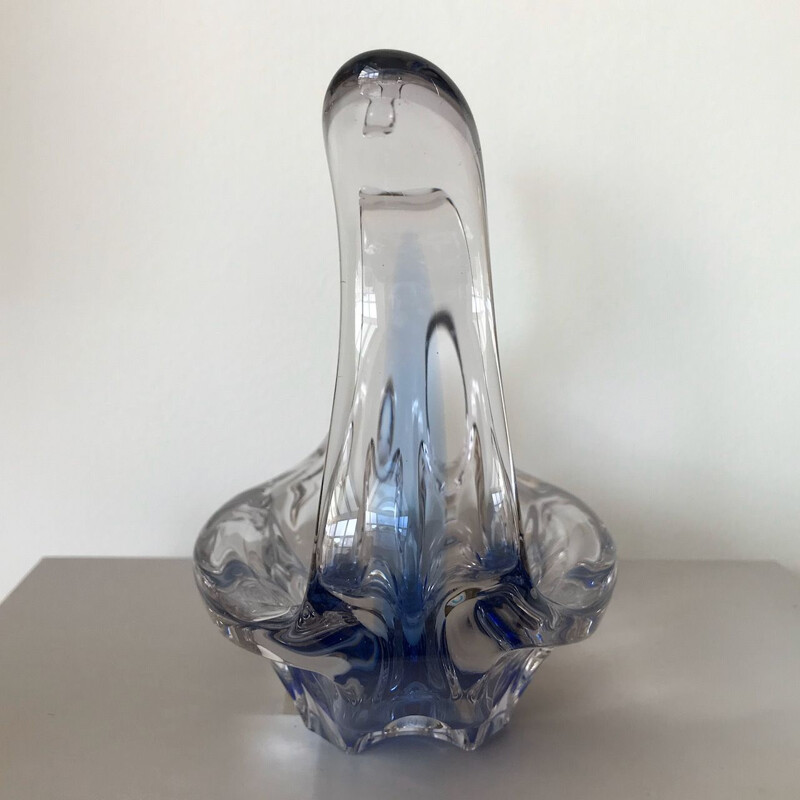 Vintage fruit bowl in Murano transparent and blue