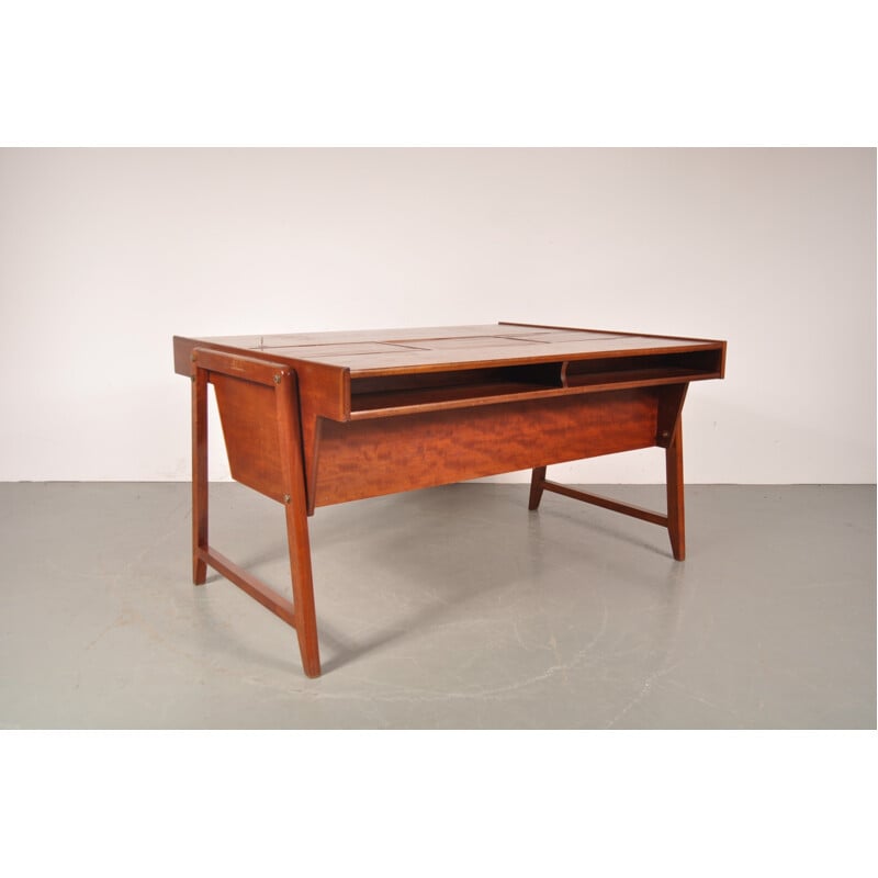 Scandinavian Eden desk in wood with tambour drawers, CLAUSEN & MAERUS - 1960s