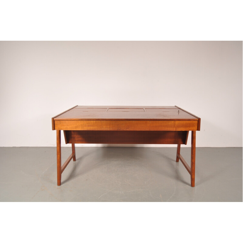 Scandinavian Eden desk in wood with tambour drawers, CLAUSEN & MAERUS - 1960s