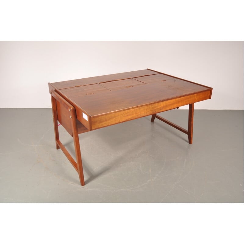 Scandinavian Eden desk in wood with tambour drawers, CLAUSEN & MAERUS - 1960s