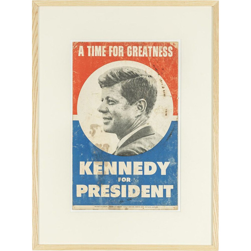 Vintage original campaign poster of John F. Kennedy's election campaign 1960