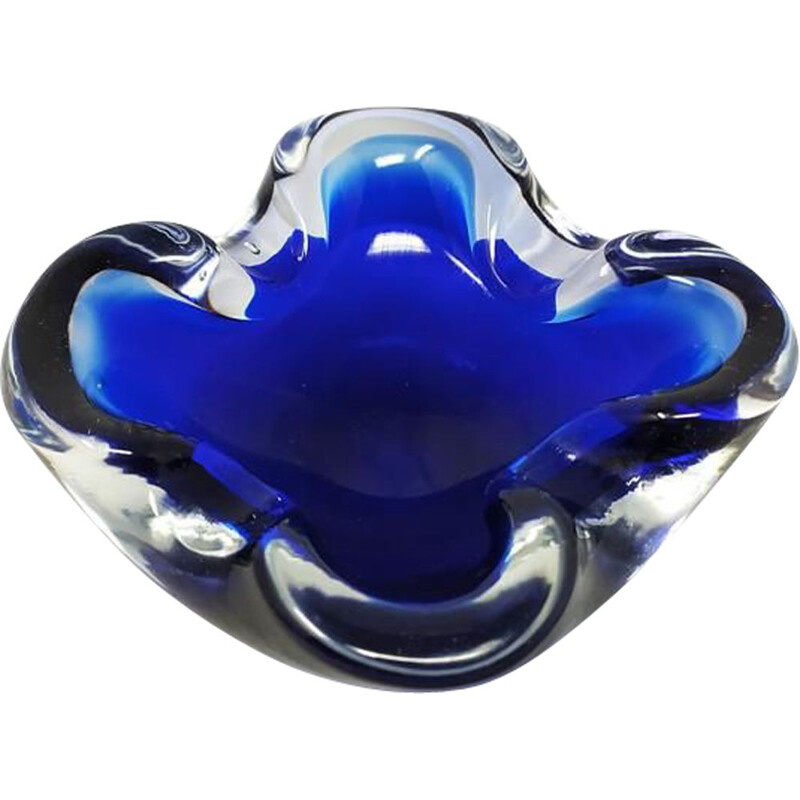 Vintage ashtray or empty pocket blue Flavio Poli for Seguso 1960