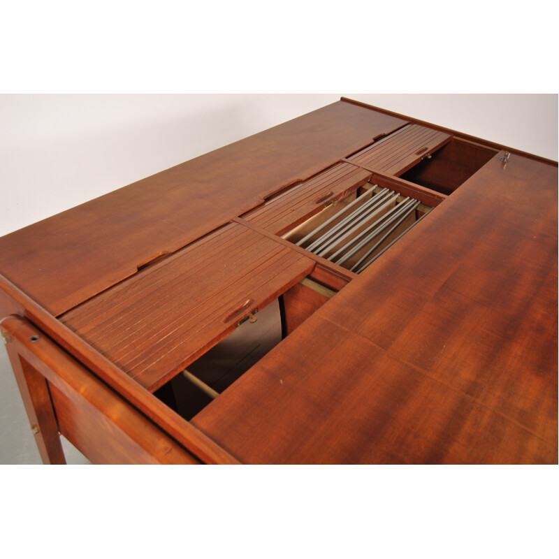 Scandinavian Eden desk in wood with tambour drawers, CLAUSEN & MAERUS - 1960s