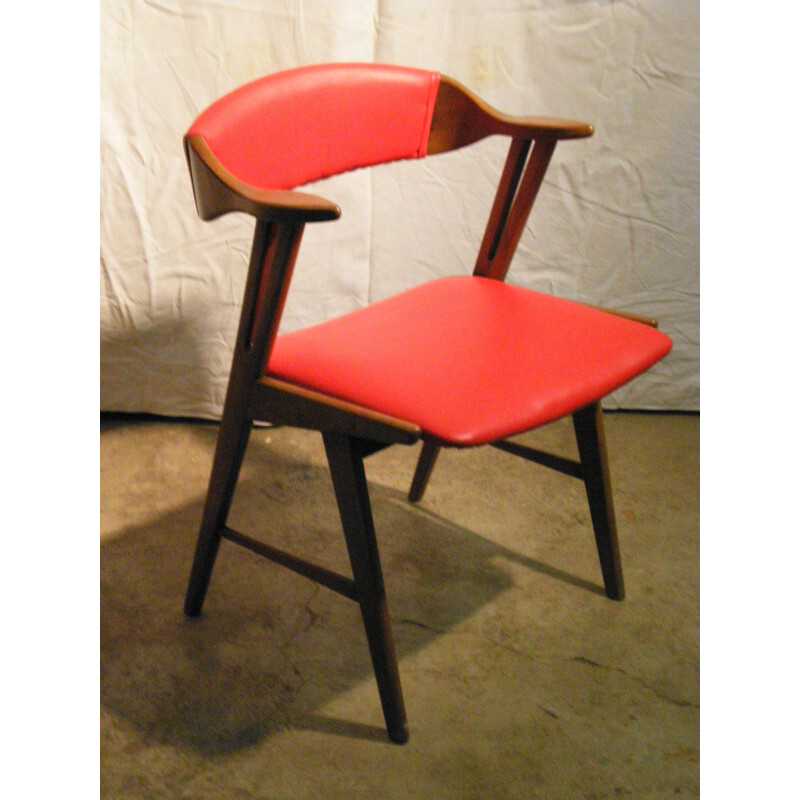 Vintage red leatherette office armchair 1950