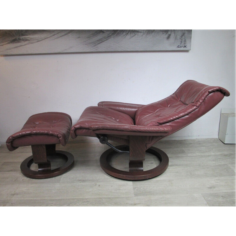 Vintage armchair with footrest Ekornes, Norway 1970