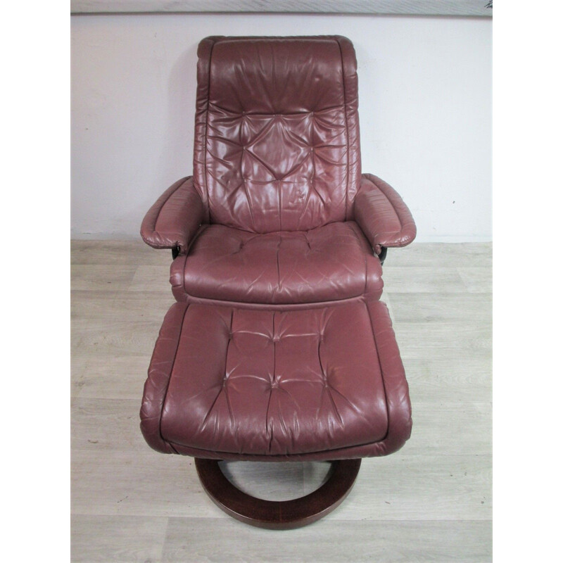 Vintage armchair with footrest Ekornes, Norway 1970