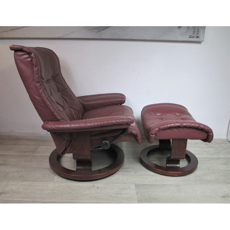 Fauteuil vintage avec pouf 1970