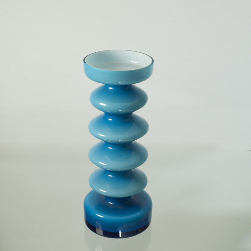 Vintage blue opaline vase Memphis