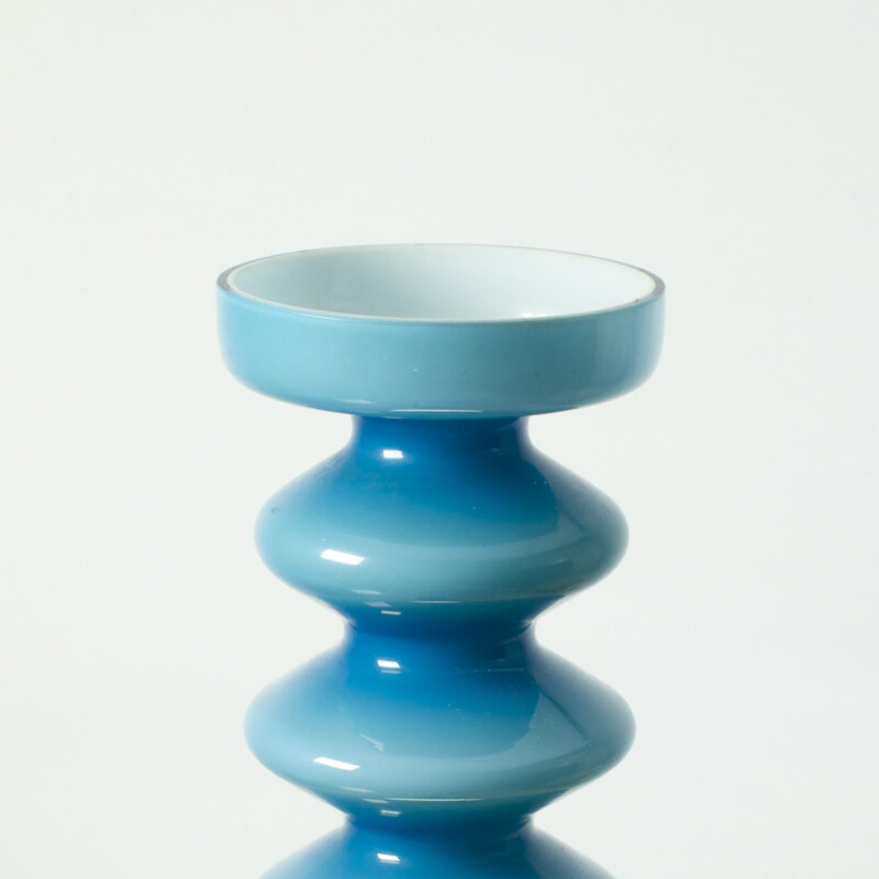 Vintage blue opaline vase Memphis