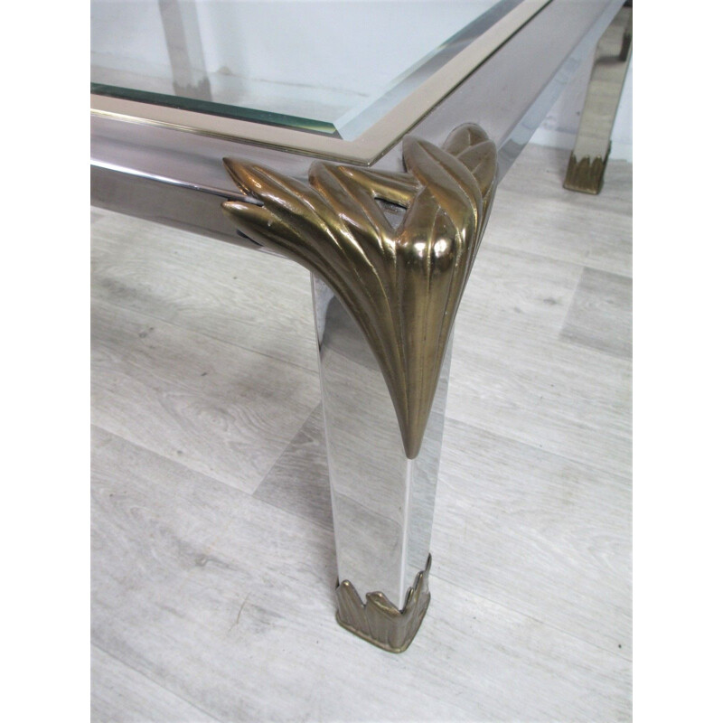 Vintage brass and glass coffee table, Italy 1960