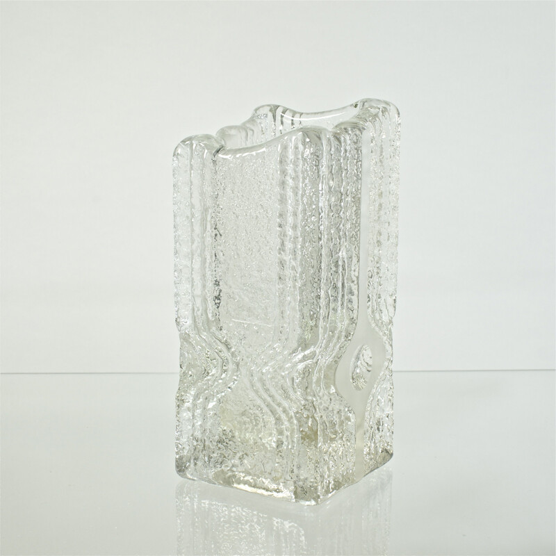 Vintage frosted glass vase 1960