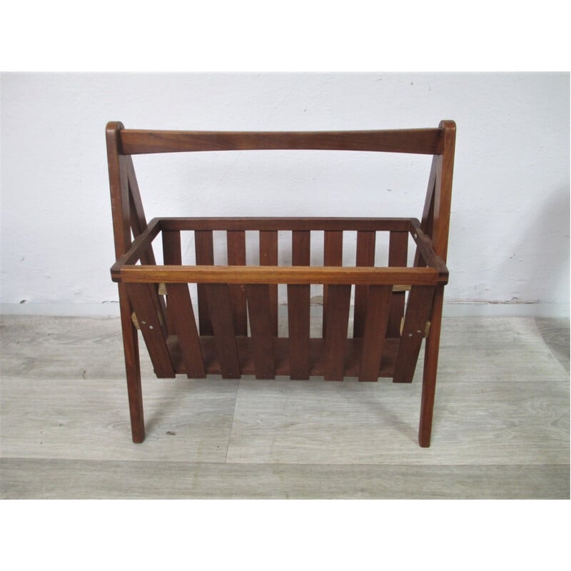 Vintage teak magazine rack 1970s